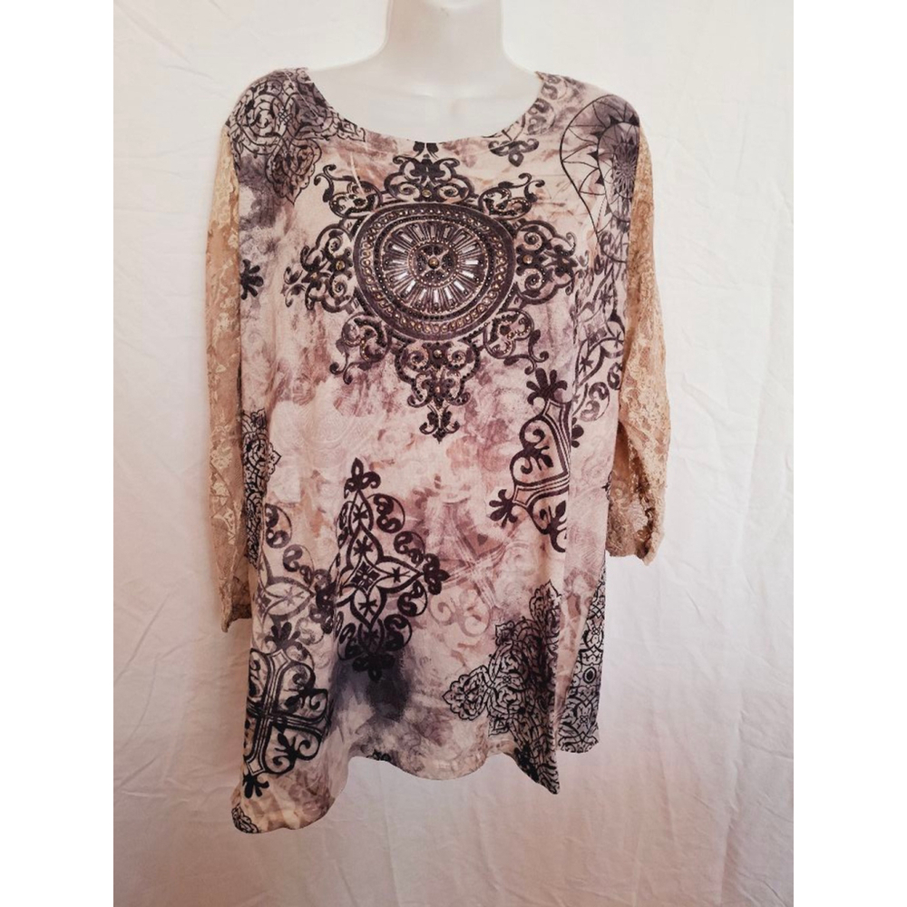 Dressbarn vtg Y2K lace Witchy goth fairy beaded gem boho gypsy top